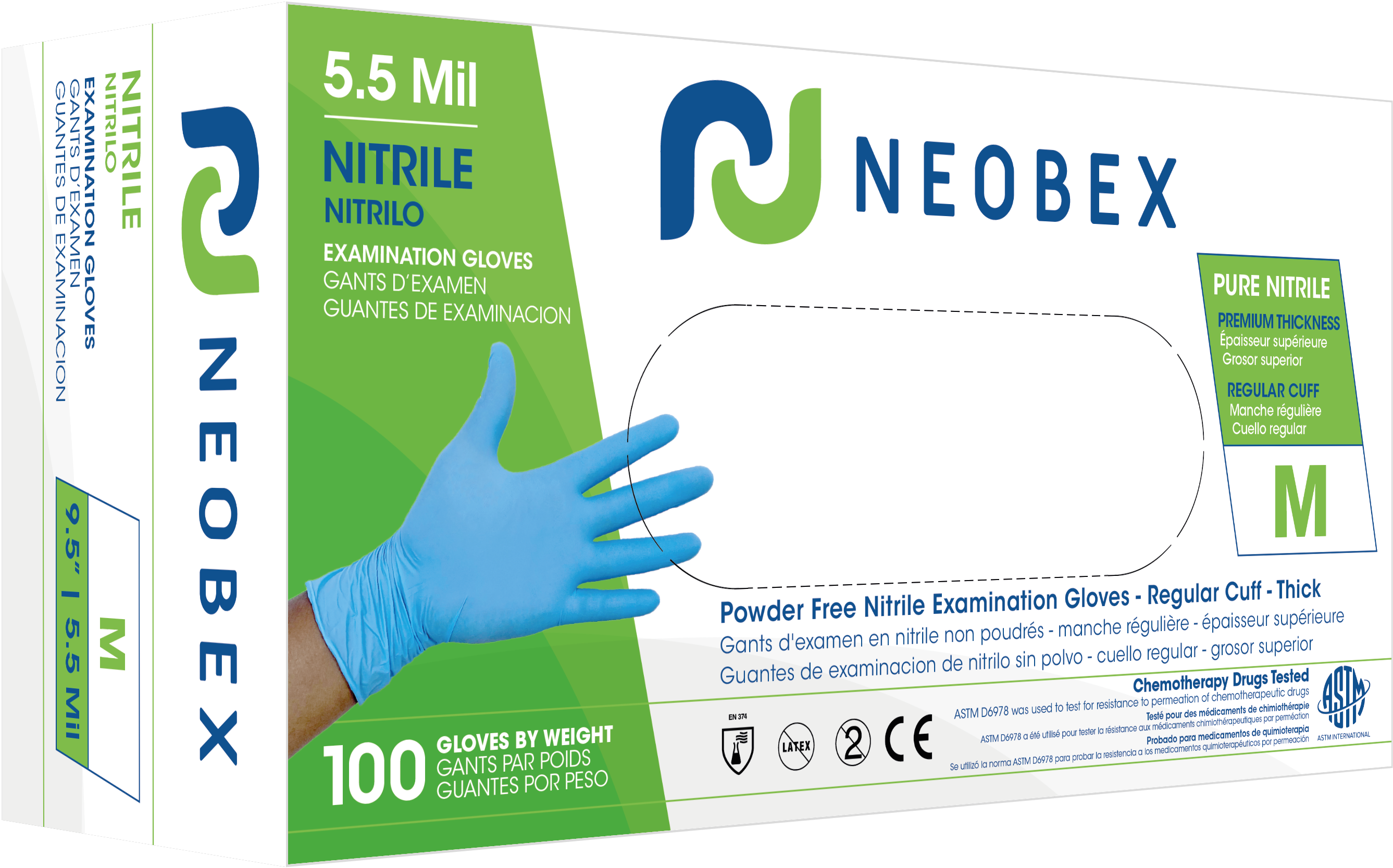 Gants de nitrile pour examen 9'' Neobex Premium Thickness 5.5mil (100/boite)