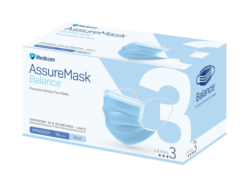 AssureMask Balance Earloop Mask Level 3 Blue - BX/50