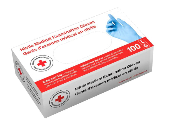 Canadian Red Cross Nitrile Medical Examination Gloves, Blue, XXL, 4 Mil - 100 UNITS
