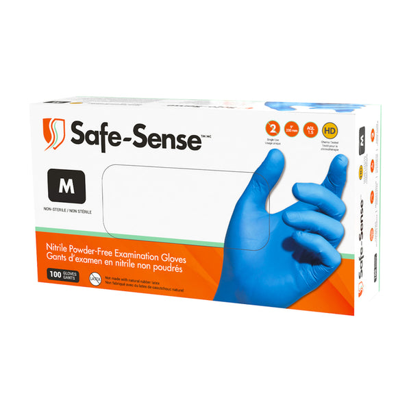 Safe-Sense Nitrile glove powder free, blue 9" - BX/100