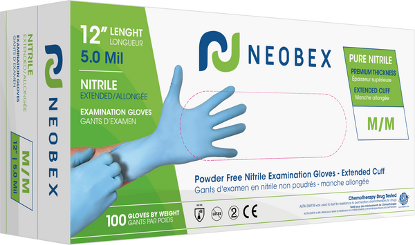 Gants de nitrile pour examen 12" Neobex 5 mil (100/boite)