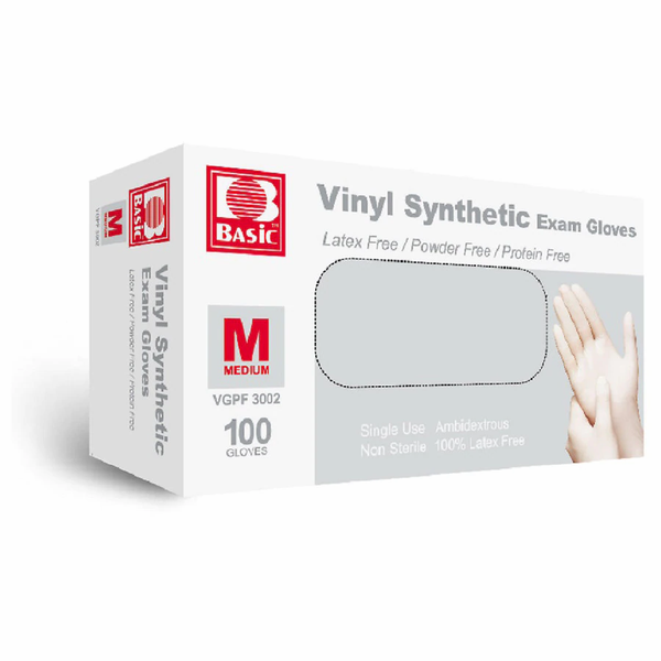 Vinyl synthetic exam glove, clear - BX/100