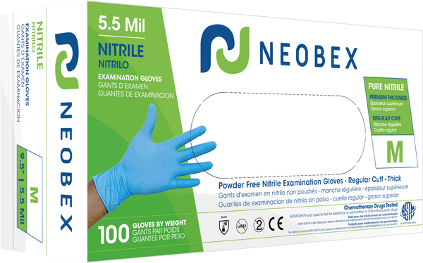 Neobex Nitrile Examination Glove Blue Powder Free (5mil) - BX/100